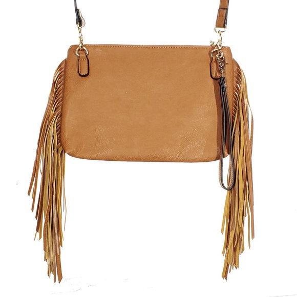 POPPIES & PEONIES Fringe Crossbody Bag Hippie Boho - Picture 7 of 8